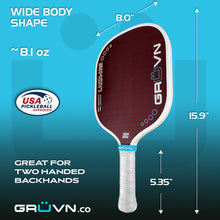 Load image into Gallery viewer, GRUVN LAZR-16S Kevlar carbon fiber pickleball paddles red standard wide body 16mm
