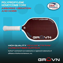 Load image into Gallery viewer, GRUVN LAZR-16S Kevlar carbon fiber pickleball paddles red standard wide body 16mm
