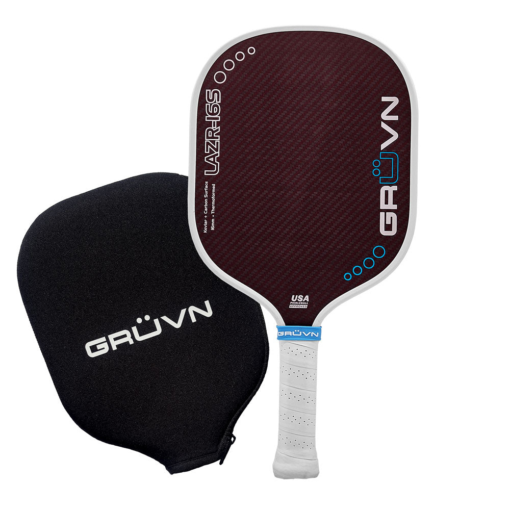 GRUVN LAZR-16S Kevlar carbon fiber pickleball paddles red standard wide body 16mm