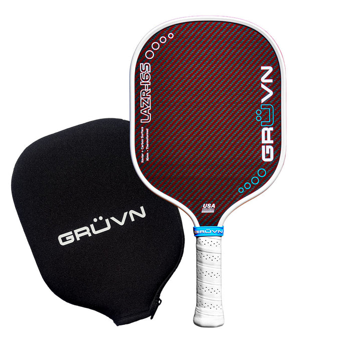 GRUVN LAZR-16S Kevlar carbon fiber pickleball paddles red standard wide body 16mm