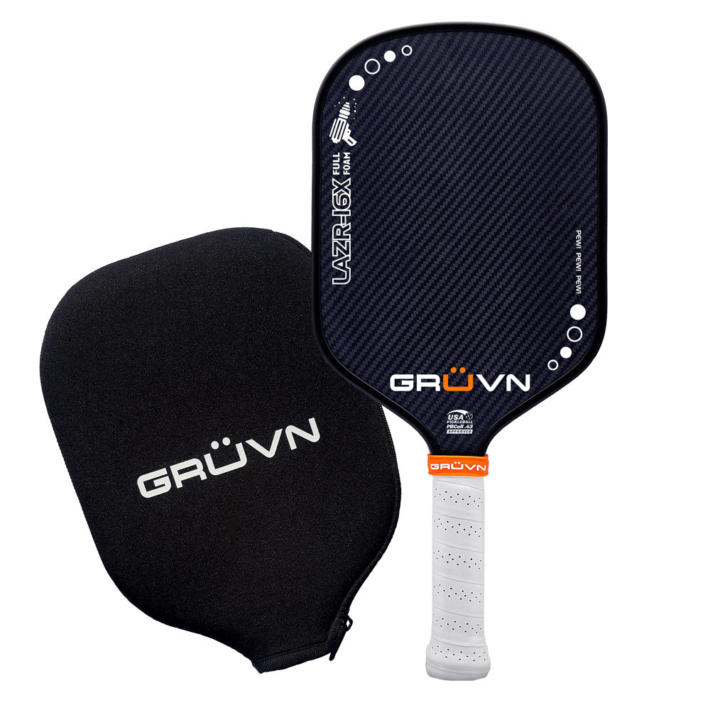 GRUVN LAZR-16X Full Foam pickleball paddle elongated Kevlar-carbon fiber blue