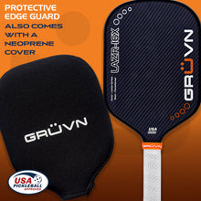 Load image into Gallery viewer, GRUVN LAZR-16X laser Kevlar carbon pickleball paddle elongated blue blend
