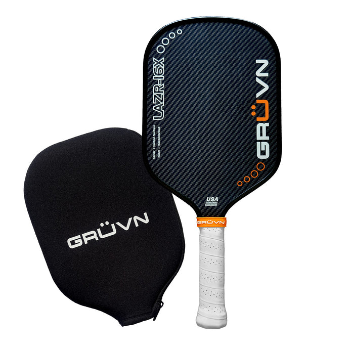 GRUVN LAZR-16X laser Kevlar carbon pickleball paddle elongated blue blend