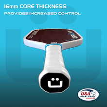 Load image into Gallery viewer, GRUVN LAZR-16X Laser Kevlar and Carbon surface pickleball paddle elongated thermoformed red blend
