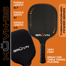 Load image into Gallery viewer, GRUVN MUVN-13S wide body thermoformed pickleball paddle 13mm T700 carbon fiber 
