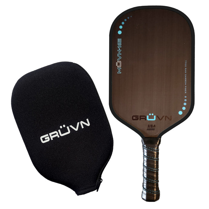 GRUVN MUVN-16E thermoformed pickleball paddle elongated 16mm blue short handle