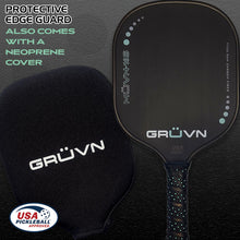 Load image into Gallery viewer, GRUVN MUVN-16S  pickleball paddle standard wide body thermoformed carbon fiber 16mm core mint green
