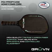 Load image into Gallery viewer, GRUVN MUVN-16S  pickleball paddle standard wide body thermoformed carbon fiber 16mm core mint green
