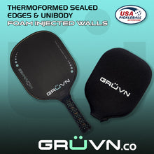 Load image into Gallery viewer, GRUVN MUVN-16S  pickleball paddle standard wide body thermoformed carbon fiber 16mm core mint green
