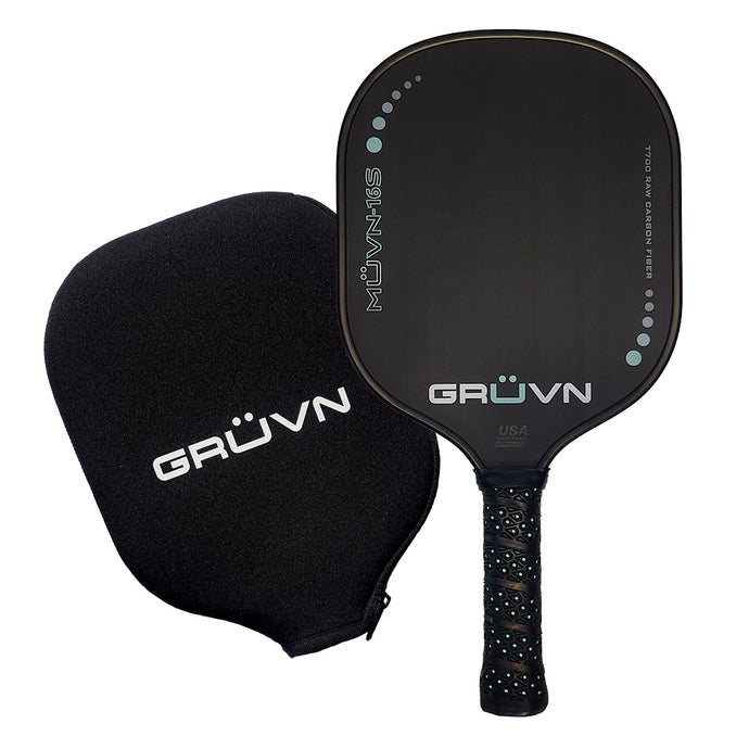 GRUVN MUVN-16S thermoformed carbon fiber pickleball paddle standard shape 16mm core mint green