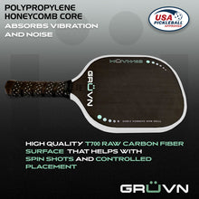 Load image into Gallery viewer, GRUVN MUVN-16S  pickleball paddle standard wide body thermoformed carbon fiber 16mm core mint green
