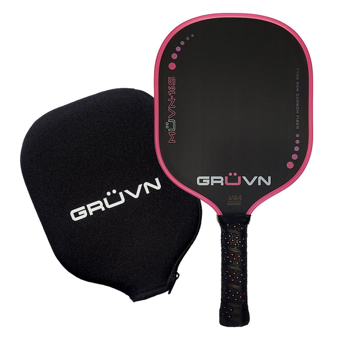 GRUVN MUVN-16S thermoformed pickleball paddle carbon fiber standard shape 16mm core pink