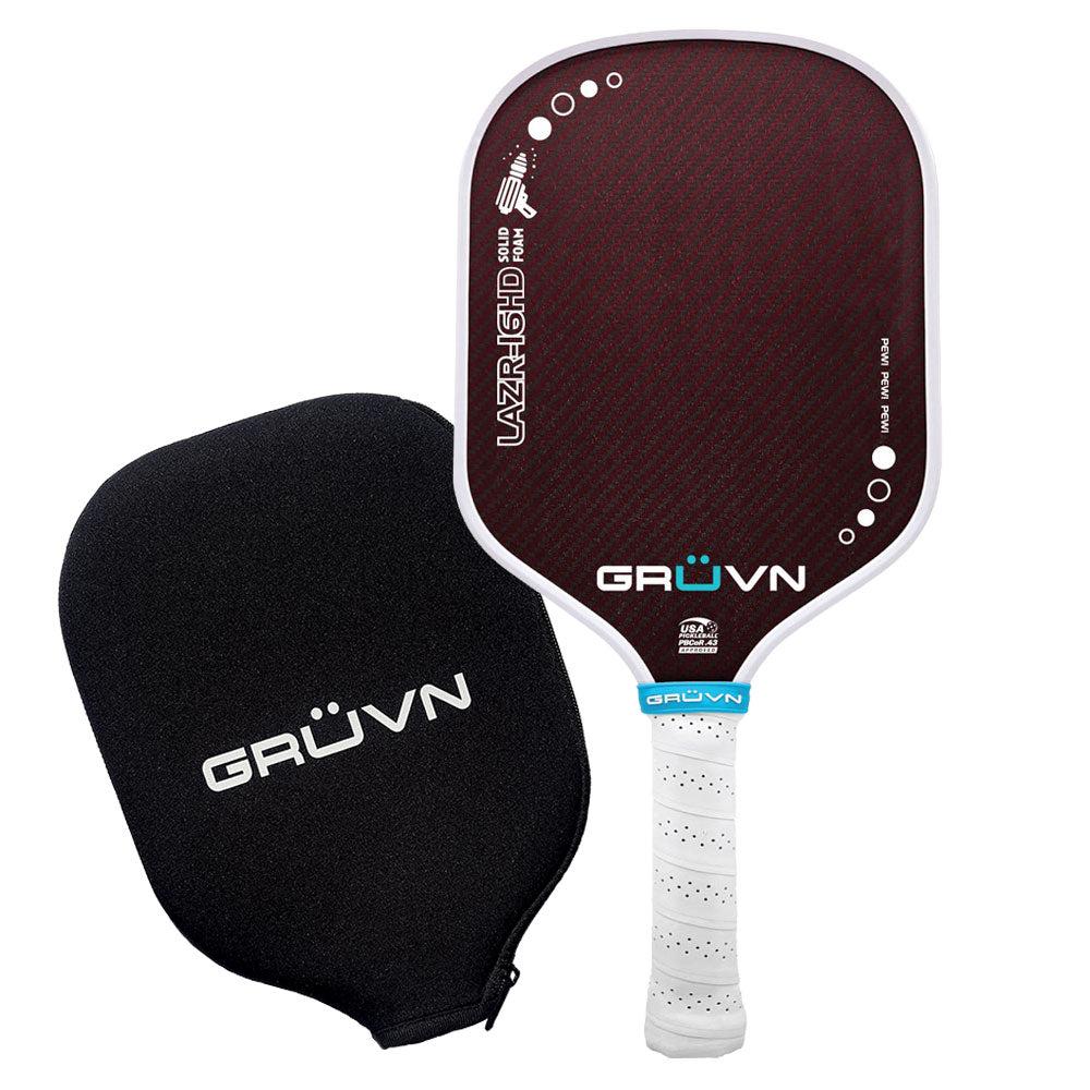 GRUVN LAZR-16HD Solid Foam pickleball paddle Hybrid shape Laser Full Foam Core red