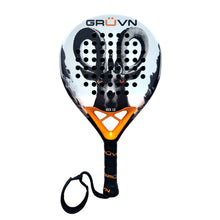 Load image into Gallery viewer, GRUVN Padel Racket Teardrop Shape 12K Carbon Fiber Pop Tennis Racket IBEX 1.0 12K Stonk Black Orange
