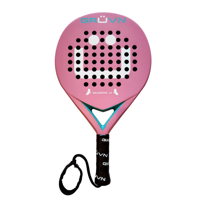 GRUVN Padel Racket  Control Round Shape Carbon Pop Tennis Racket WALLCREEPER 1.0 Carbon Pink Smile
