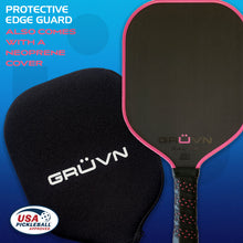 Load image into Gallery viewer, Carbon fiber pickleball paddle pink 13mm GRUVN RAW-13V with cover
