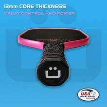 Load image into Gallery viewer, Carbon fiber pickleball paddle pink 13mm GRUVN RAW-13V with cover
