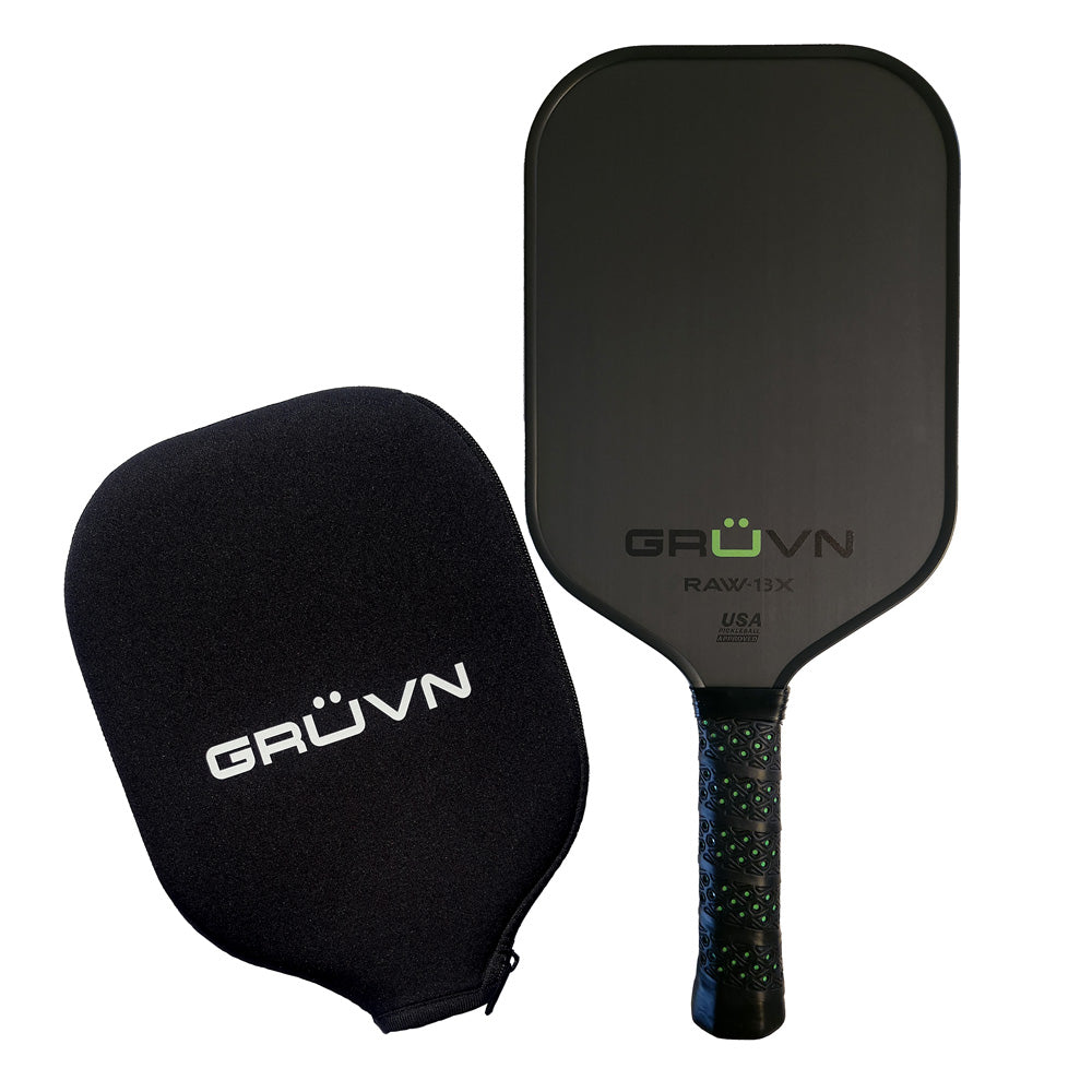 Carbon fiber pickleball paddle GRUVN RAW-13X 13mm green