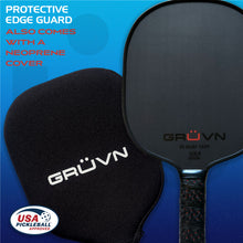 Load image into Gallery viewer, Round T700 Raw Carbon Fiber Pickleball Paddle Red GRUVN RAW-16R with cover
