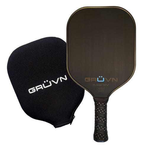GRUVN RAW-16V pickleball paddle carbon fiber short handle 16mm blue