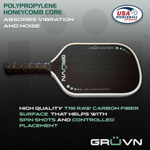 Load image into Gallery viewer, T700 Raw Carbon Fiber Pickleball Paddle Thermoformed GRUVN MUVN-16X
