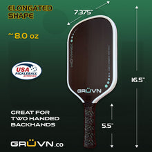 Load image into Gallery viewer, GRUVN MUVN-16X thermoformed elongated 16mm pickleball paddle
