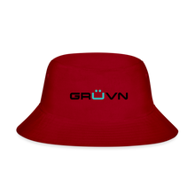 Load image into Gallery viewer, GRÜVN Bucket Hat - Black &amp; Teal Blue Logo (3 Colors) - red
