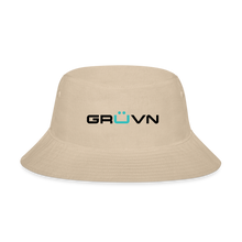 Load image into Gallery viewer, GRÜVN Bucket Hat - Black &amp; Teal Blue Logo (3 Colors) - cream
