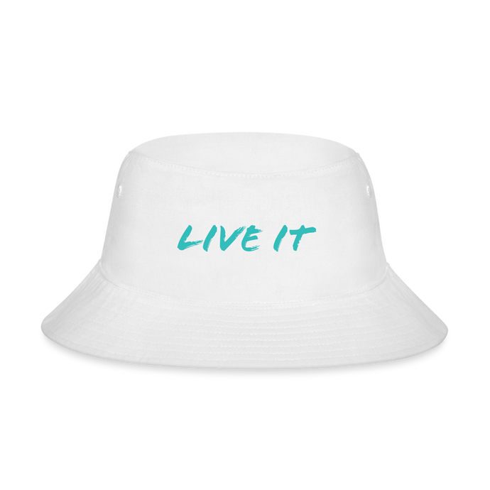 GRÜVN Bucket Hat - LIVE IT - Teal Blue (5 Colors) - white