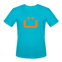 Load image into Gallery viewer, GRÜVN Men’s Moisture Wicking Performance T-Shirt - Steiner on back - Orange Smile (5 Colors) - turquoise
