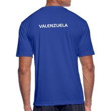 Load image into Gallery viewer, GRÜVN Men’s Moisture Wicking Performance T-Shirt - Valenzuelaon back - White GRUVN (5 Colors) - royal blue
