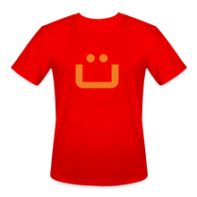 Load image into Gallery viewer, GRÜVN Men’s Moisture Wicking Performance T-Shirt - Valenzuela on back - Orange Smile (5 Colors) - red
