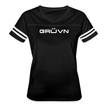 Load image into Gallery viewer, GRÜVN Women’s Vintage Sport T-Shirt - Dillon on back - black/white
