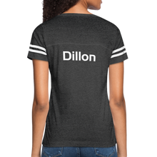Load image into Gallery viewer, GRÜVN Women’s Vintage Sport T-Shirt - Dillon on back - vintage smoke/white

