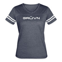 Load image into Gallery viewer, GRÜVN Women’s Vintage Sport T-Shirt - Dillon on back - vintage navy/white
