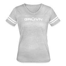 Load image into Gallery viewer, GRÜVN Women’s Vintage Sport T-Shirt - Dillon on back - heather gray/white
