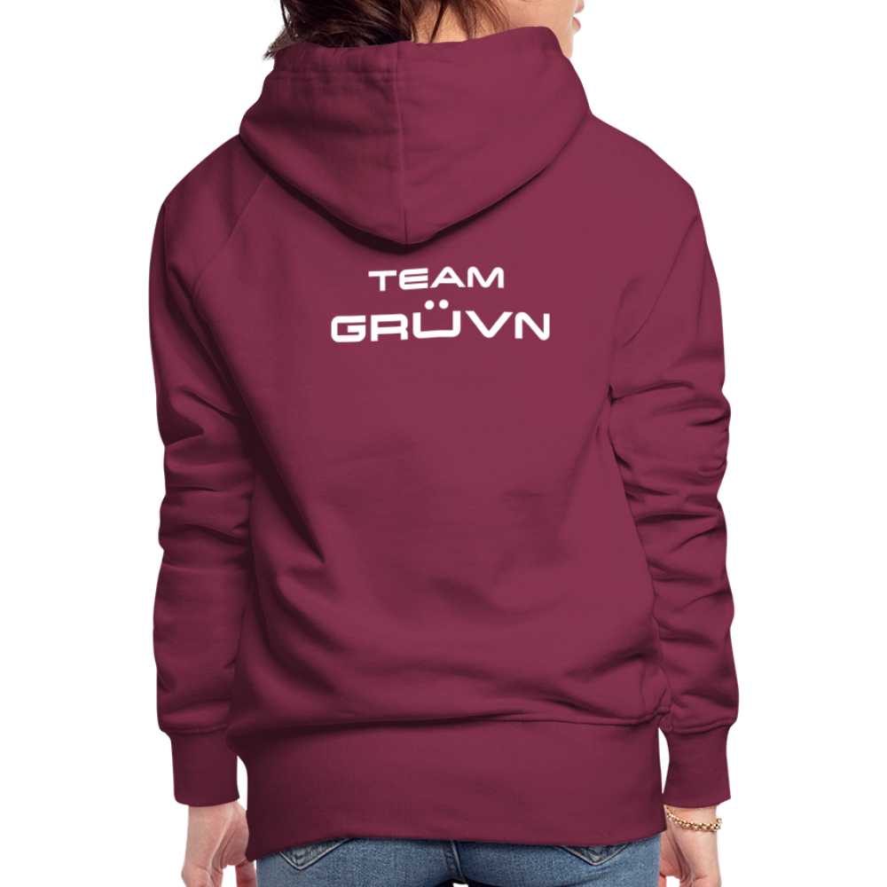 GRÜVN Women’s Premium Hoodie - White Logo - Team GRUVN on back (9 Colors) - burgundy