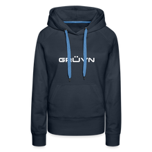 Load image into Gallery viewer, GRÜVN Women’s Premium Hoodie - White Logo - Team GRUVN on back (9 Colors) - navy
