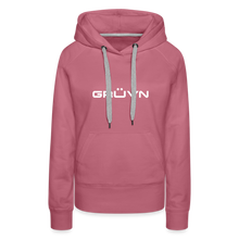 Load image into Gallery viewer, GRÜVN Women’s Premium Hoodie - White Logo - Team GRUVN on back (9 Colors) - mauve
