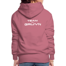 Load image into Gallery viewer, GRÜVN Women’s Premium Hoodie - White Logo - Team GRUVN on back (9 Colors) - mauve
