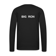 Load image into Gallery viewer, GRÜVN Men&#39;s Premium Long Sleeve T-Shirt - White &amp; Blue Logo - BIG RON on back  (4 Colors) - black
