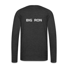 Load image into Gallery viewer, GRÜVN Men&#39;s Premium Long Sleeve T-Shirt - White &amp; Blue Logo - BIG RON on back  (4 Colors) - charcoal grey
