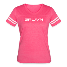 Load image into Gallery viewer, GRÜVN Women’s Vintage Sport T-Shirt - GRÜVN MÜVN  on back (7 Colors) - vintage pink/white
