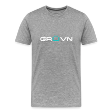 Load image into Gallery viewer, GRÜVN Men&#39;s Premium T-Shirt - White &amp; Blue Logo (SEWARD on back) - heather gray
