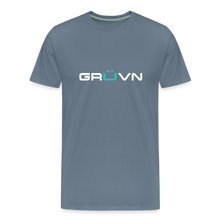 Load image into Gallery viewer, GRÜVN Men&#39;s Premium T-Shirt - White &amp; Blue Logo (SEWARD on back) - steel blue
