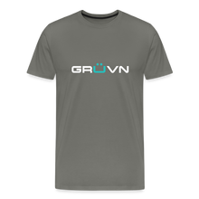 Load image into Gallery viewer, GRÜVN Men&#39;s Premium T-Shirt - White &amp; Blue Logo (SEWARD on back) - asphalt gray
