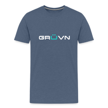 Load image into Gallery viewer, GRÜVN Men&#39;s Premium T-Shirt - White &amp; Blue Logo (SEWARD on back) - heather blue
