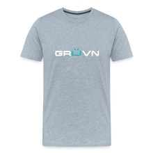 Load image into Gallery viewer, GRÜVN Men&#39;s Premium T-Shirt - White &amp; Blue Logo (SEWARD on back) - heather ice blue
