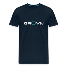 Load image into Gallery viewer, GRÜVN Men&#39;s Premium T-Shirt - White &amp; Blue Logo (SEWARD on back) - deep navy
