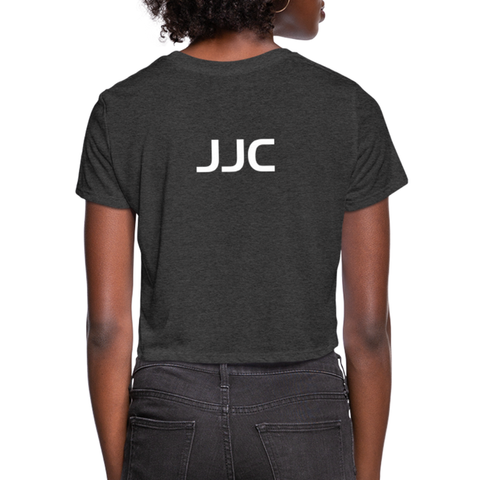 GRÜVN Women's Cropped T-Shirt - JJC on back - deep heather
